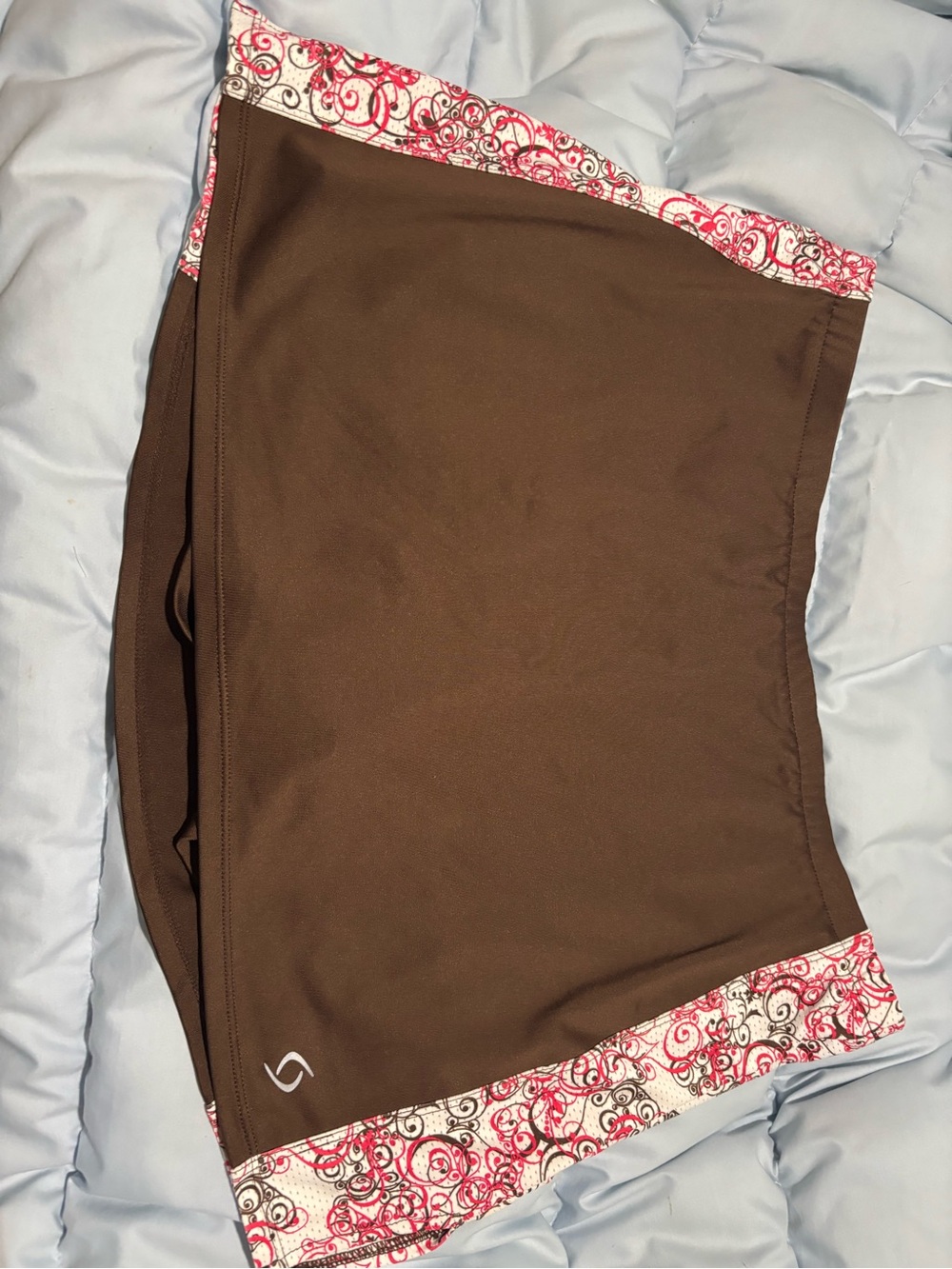 Moving Comfort Brown Athletic Skirt with Pink/White Patterned Trim